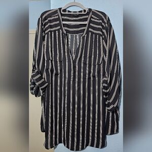 Torrid - Harper Georgette Pullover 3/4 Sleeve Striped Blouse - Size 4
